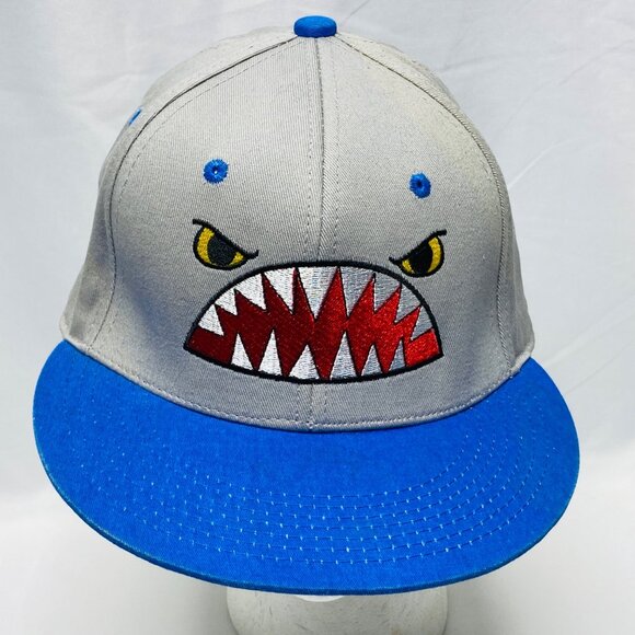 City Hunter USA Hat Gray & Blue Shark Adjustable Snapback Trucker Cap - Picture 2 of 11